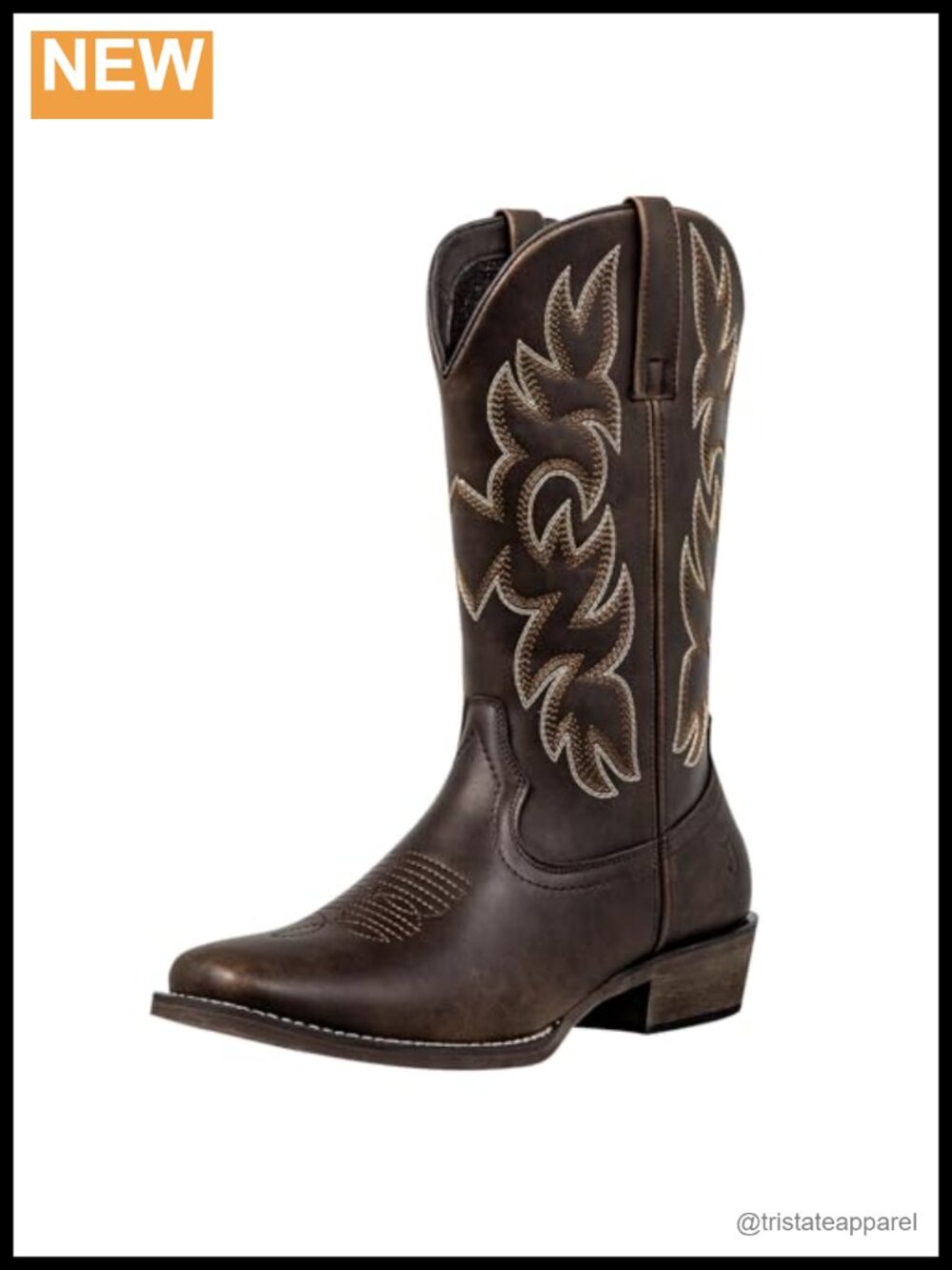 Men's Square Toe Cowboy Boots Faux Leather Pull On Western Boot